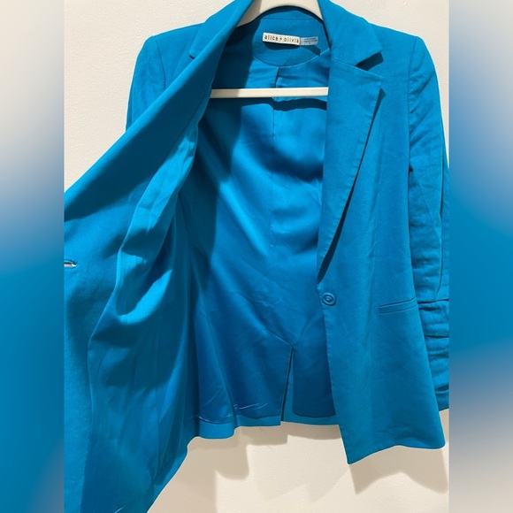 Alice + Olivia Notch Collar Blue Tailored Blazer Jacket size 0 / XS - Picture 4 of 12